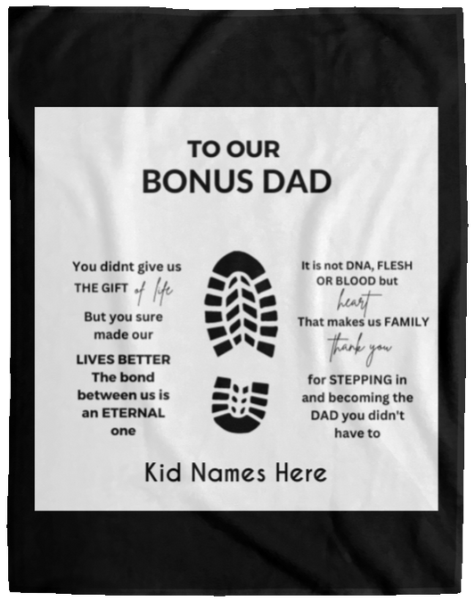 Customize To Our Bonus Dad Plush Fleece Blanket - 60x80