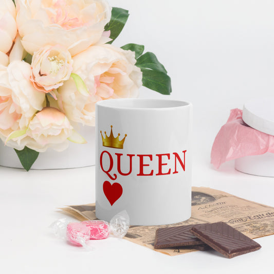 QUEEN White glossy mug